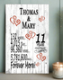 11th Anniversary Gift - Personalized Wood Plaque for Husband, Wife or Couple - 11 Year
