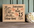 15th Anniversary Gift - Personalized Wood Plaque for Husband, Wife or Couple - 15 Year