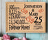 25th Anniversary Gift - Personalized Wood Plaque for Husband, Wife or Couple - Silver Anniversary