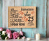 25th Anniversary Gift - Personalized Wood Plaque for Husband, Wife or Couple - Silver Anniversary