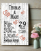 29 Year Anniversary Gift – Personalized 29th Anniversary Plaque with Custom Names