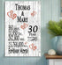 30th Anniversary Gift - Personalized Wood Plaque for Husband, Wife or Couple - 30 Year