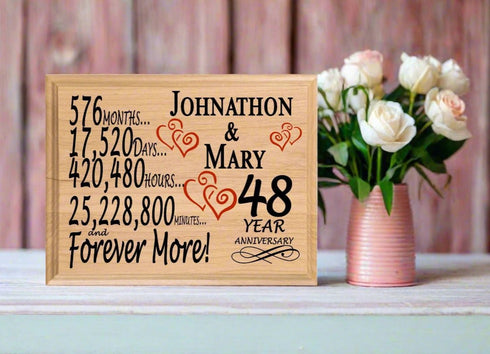 Personalized 48th Anniversary Gift – Custom Wood Keepsake for Husband, Wife, or Couple