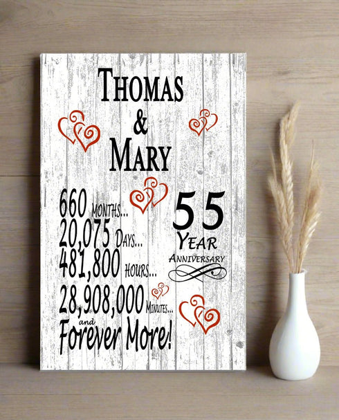 55th Anniversary Gift Personalized 55 Year Wedding Anniversary Present