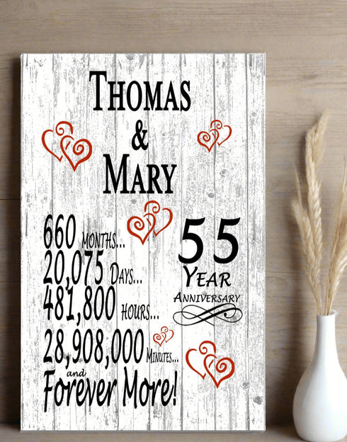 55th Anniversary Gift Personalized 55 Year Wedding Anniversary Present