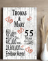 55th Anniversary Gift - Personalized Wood Plaque for Husband, Wife or Couple - 55 Year