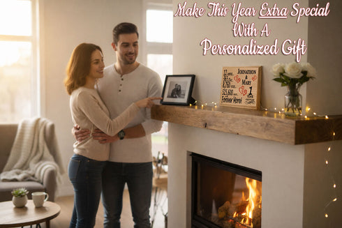 1st Anniversary Gift - Personalized Wood Plaque for Husband, Wife or Couple - 1 Year