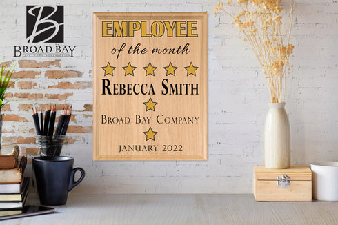 Employee of the Month Plaque Custom Recognition Award  - Solid Wood