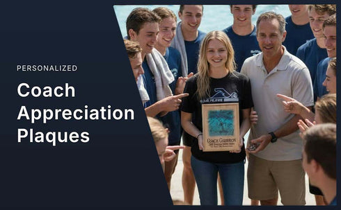 Swim Coach Gift Plaque - Personalized Signable Custom Wood Award