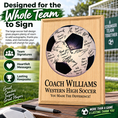 Personalized Soccer Coach Gift Plaque - Signable