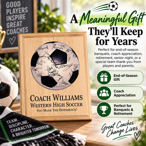 Personalized Soccer Coach Gift Plaque - Signable