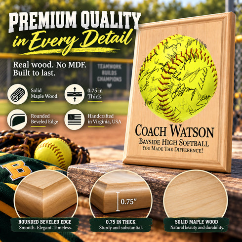 Softball Coach Gift Plaque - Signable