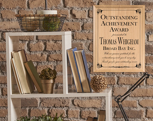 Outstanding Achievement Plaque Custom Professional Appreciation Gift Sign For Employee, Coworker, Boss - Solid Wood