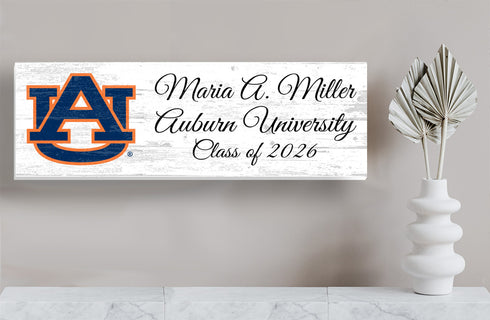 Auburn University Class Year Plaque With Name - Personalized for Student, Alumni or Graduation Gift