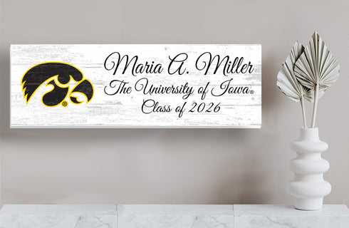 University of Iowa Class Year Plaque With Name – Personalized for Student, Alumni or Graduation Gift