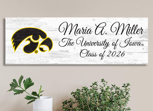 University of Iowa Class Year Plaque With Name – Personalized for Student, Alumni or Graduation Gift