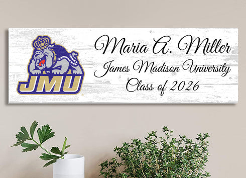 James Madison University Class Year Plaque With Name – Personalized for Student, Alumni or Graduation Gift