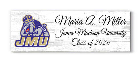 James Madison University Class Year Plaque With Name – Personalized for Student, Alumni or Graduation Gift