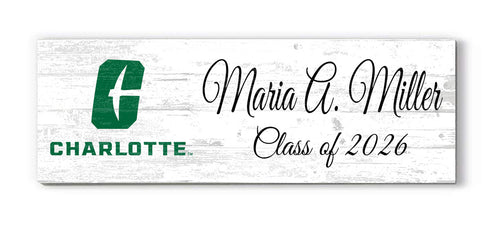 UNC Charlotte Class Year Plaque With Name – Personalized for Student, Alumni or Graduation Gift