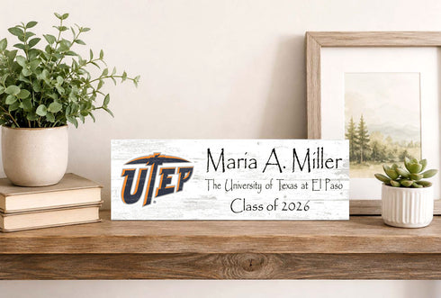 University of Texas at El Paso Class Year Plaque With Name – Personalized for Student, Alumni or Graduation Gift