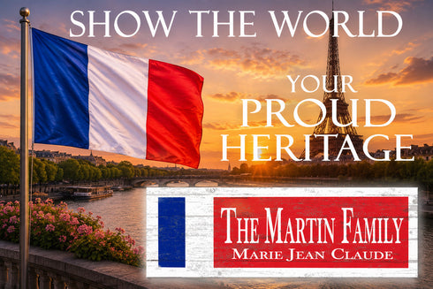 French Flag Family Name Sign – Personalized French Heritage Plaque with Custom Names