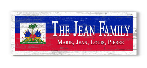 Personalized Haiti Flag Family Name Sign – Custom Haitian Heritage Wood Wall Decor