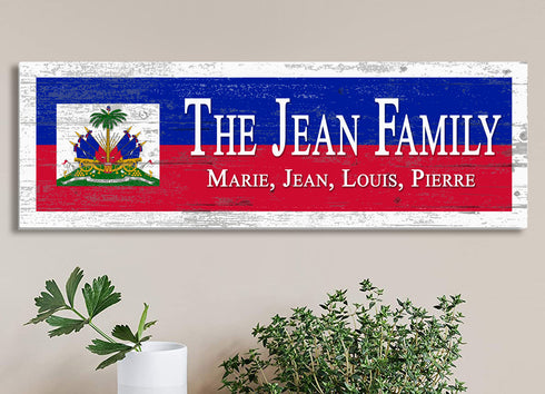 Personalized Haiti Flag Family Name Sign – Custom Haitian Heritage Wood Wall Decor