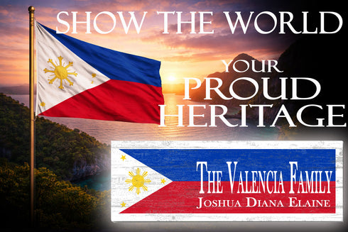 Philippines Flag Sign - Personalized Family Name - Custom Wood Filipino Heritage Gift