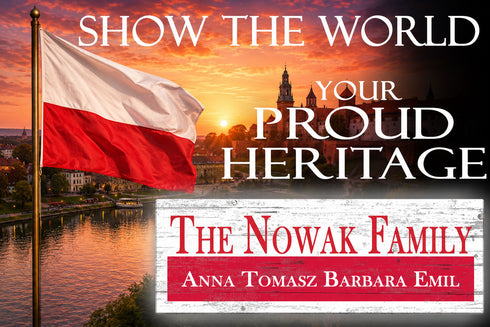 Polish Flag Family Name Sign – Personalized Poland Heritage Plaque with Custom Names