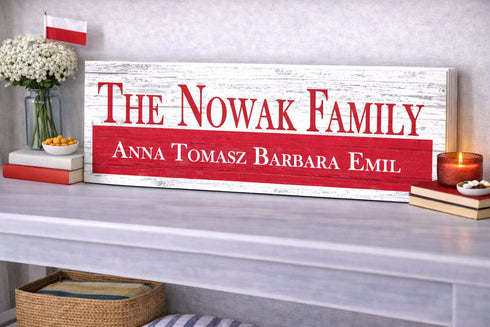 Polish Flag Family Name Sign – Personalized Poland Heritage Plaque with Custom Names