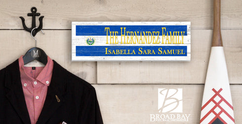 El Salvador Flag Sign - Personalized Family Name - Custom Wood Salvadoran Heritage Gift