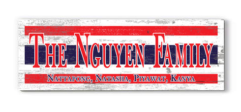 Thailand Flag Sign – Personalized Thai Family Name Wood Wall Decor Custom Heritage Plaque