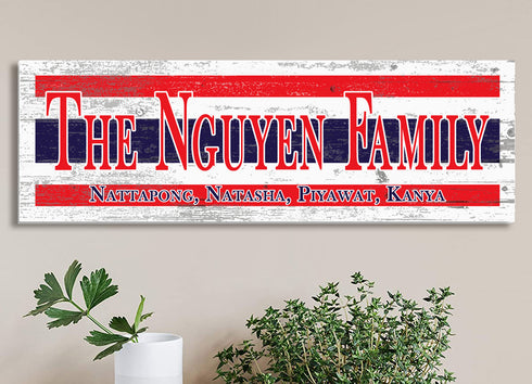 Thailand Flag Sign – Personalized Thai Family Name Wood Wall Decor Custom Heritage Plaque