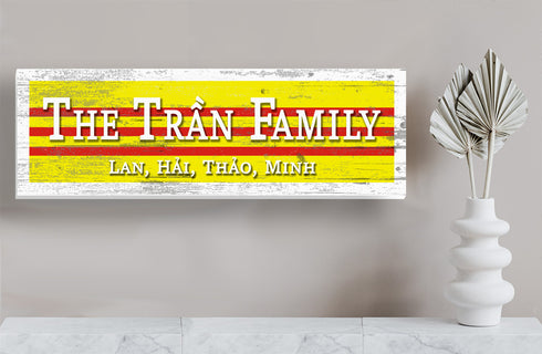 Vietnam Heritage Family Name Sign – Custom Vietnam Flag Wood Personalized Wall Decor