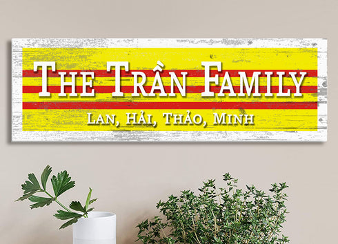Vietnam Heritage Family Name Sign – Custom Vietnam Flag Wood Personalized Wall Decor
