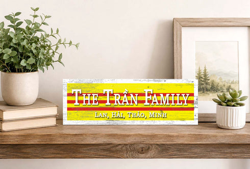 Vietnam Heritage Family Name Sign – Custom Vietnam Flag Wood Personalized Wall Decor