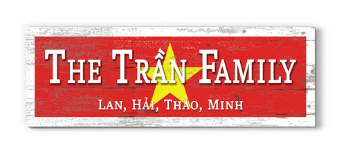 Vietnam Flag Family Name Sign – Custom Vietnamese Heritage Wood Wall Decor