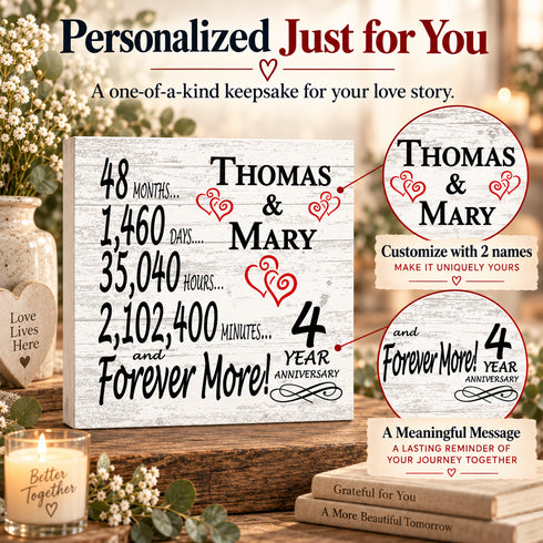 Personalized Anniversary Gift Plaque by Year With Names