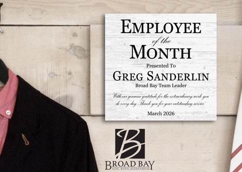 Employee of the Month Award Plaque – Custom Recognition Gift with Name, Title, Message & Date