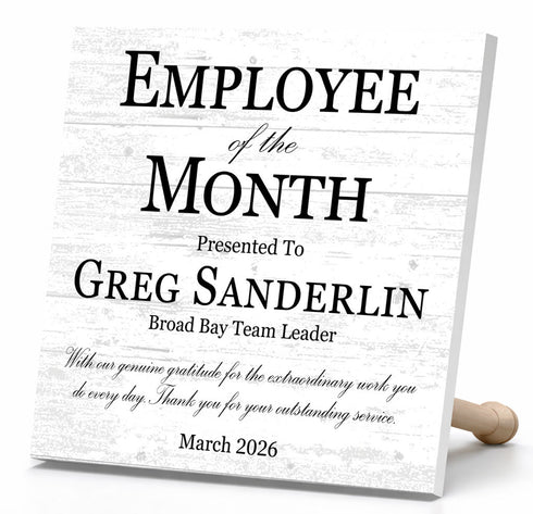 Employee of the Month Award Plaque - Custom Recognition Gift with Name & Message