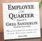 Employee of the Quarter Award Plaque – Personalized Recognition Gift with Name, Title, Message & Date