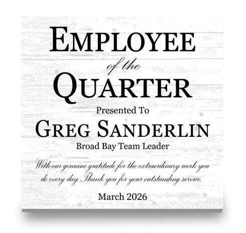 Employee of the Quarter Award Plaque – Personalized Recognition Gift with Name, Title, Message & Date