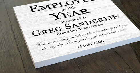 Employee of the Year Award Plaque – Personalized Recognition Gift with Name, Title, Message & Date