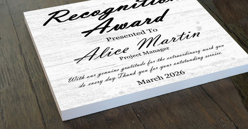 Recognition Award Plaque - Personalized Employee Appreciation Gift with Custom Message