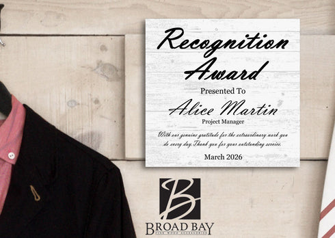 Recognition Award Plaque - Personalized Employee Appreciation Gift with Custom Message
