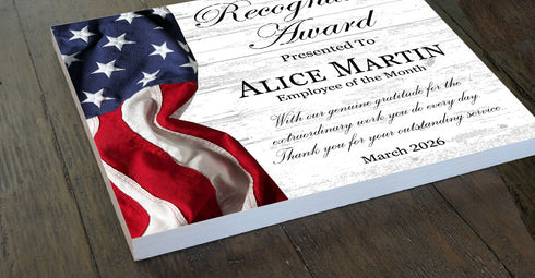 Recognition Award Plaque - Personalized Employee Appreciation & Service Gift