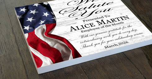 We Salute You Award Plaque - Personalized Recognition Gift for Service or Appreciation