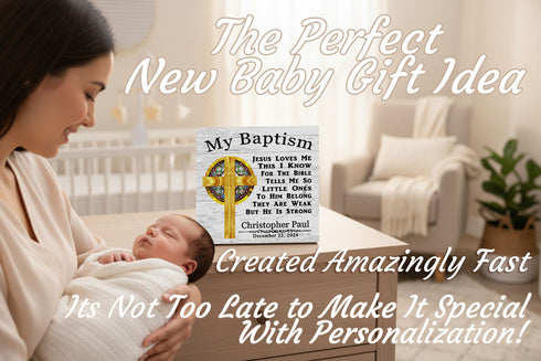 Personalized Baptism Plaque – Custom Christian Gift with Name & Date
