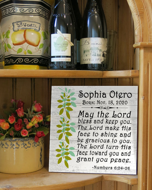 Personalized Christian Baby Blessing Plaque – Custom Scripture Gift with Name & Birth Date