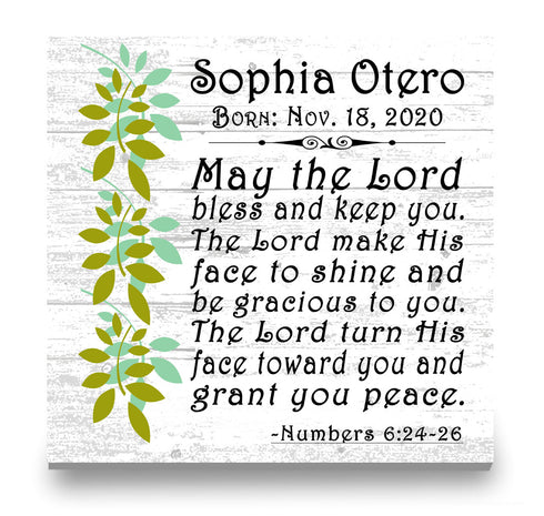 Personalized Christian Baby Blessing Plaque – Custom Scripture Gift with Name & Birth Date